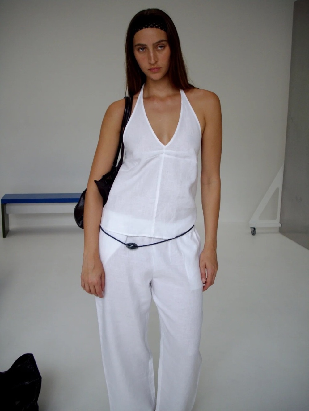 DEIJI STUDIOS The Linen Ease Trouser In White Core Collection LN